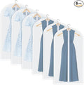 60Inch Garment Bags for Hanging Clothes, Dress Cover Bags for Gowns Long Clothes Cover Translucent Coat Covers for Closet with Zipper for Suits Dresses Dust Bag Clothing Bags 6 Pack