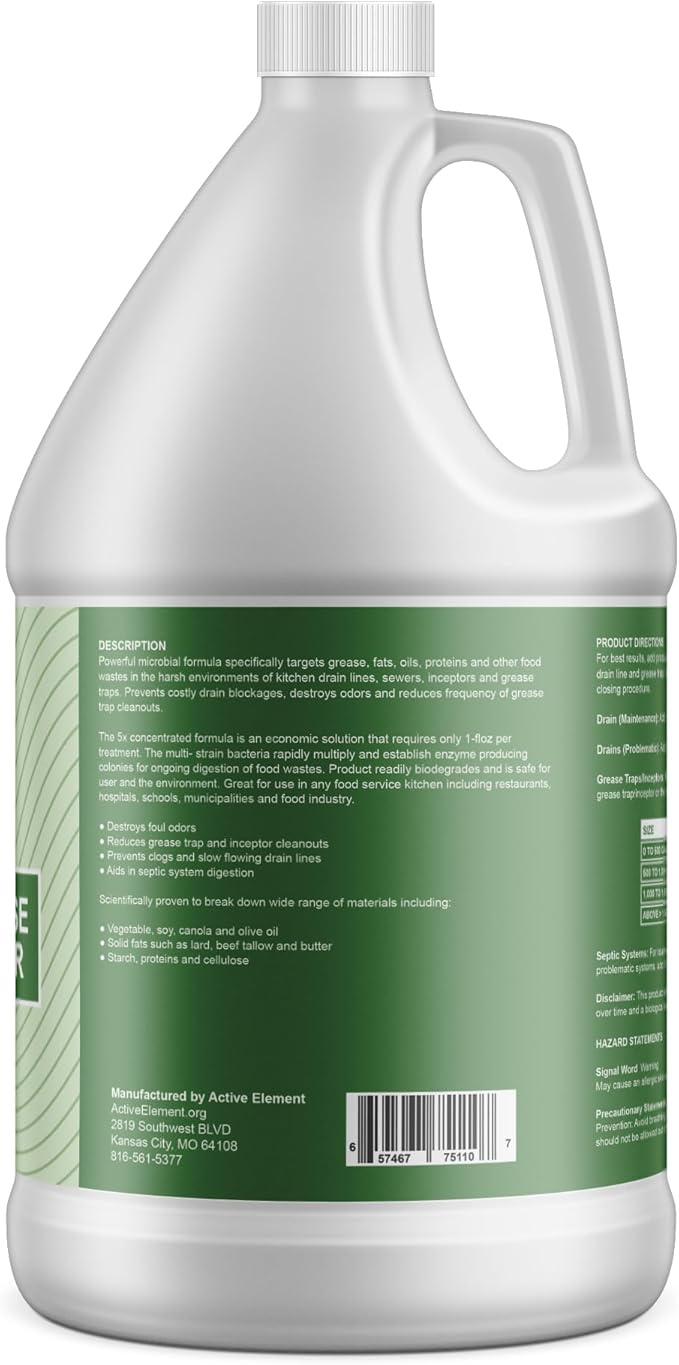 Drain and Grease Trap Maintainer- 2 Gallon (Contains 256 Treatments) - Biological Formula -Breaks Down Fats Oils and Grease - Grease Traps, Drain, Septic Systems and Sewers - Deodorizer