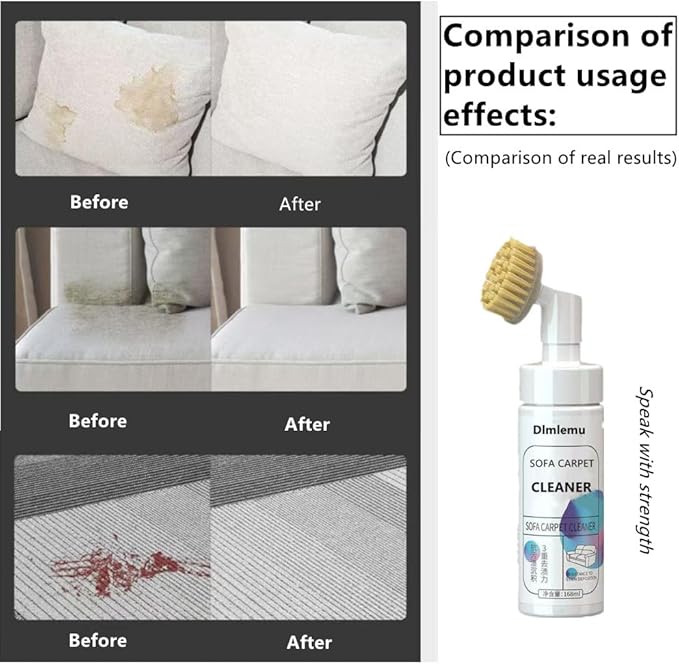 2 Pack Carpet Spot Cleaner, Sofa Spot Stain Remover, Free-wash Fabric Cleaner with Brush Head, for Sofas, Carpets, Curtains, Remove Oil Stains, Blood Stains, Coffee Stains, Pet Urine Stains