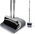 YZO Broom with Dustpan Combo Set, 54.33 Inch Long Handle Standing Design, Dustpan Front Rubber Tight Seal, Broom with 5 Layer Bristles, Suitable for Bedroom, Yard, Office and Apartment(Gray&Black)