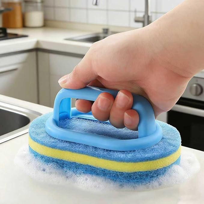 Cleaning Brush, Thick Scrubber for Non-Stick Cookware, Kitchen Pot and Pan Cleaner with Ergonomic Grip