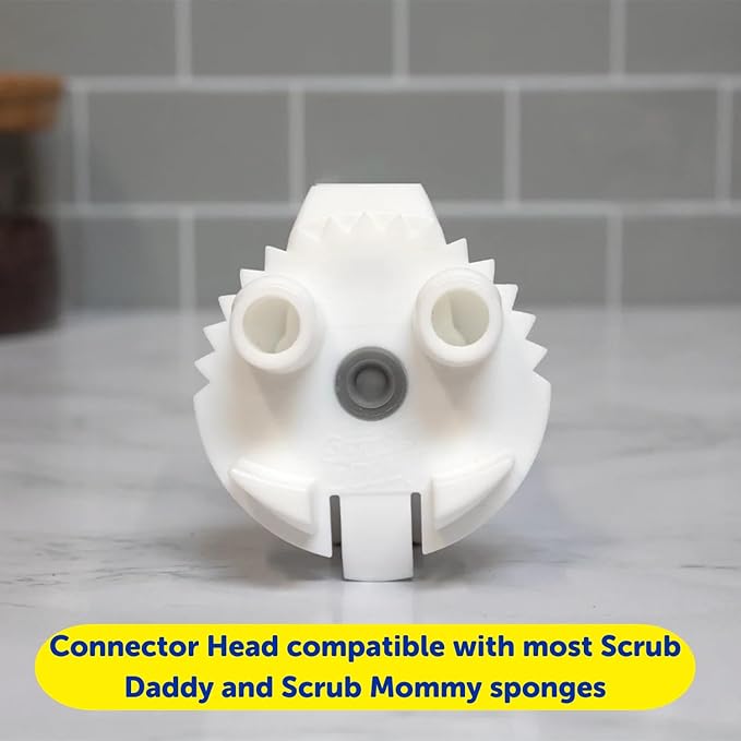 Scrub Daddy Dish Daddy Dish Wand & Connector Head, Soap Dispensing Dish Brush, Texture Changing Washing Up Sponge With Liquid Handle, Dish Sponge with Built-in Scraper, Scrubbing Head & Stand - Yellow