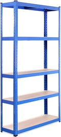 Garage Shelving Units - 71" H x 35" L x 12" W - Heavy Duty Racking - Shelves for Storage -1 Bay - Blue - 5 Tier - 2000LB Capacity (400LB Per Shelf) - Workshop, Shed, Office - 5 Year Warranty