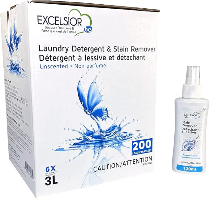 Excelsior - Laundry Detergent with Eco Bottle- Concentrated Liquid - Unscented, Biodegradable, Solvent, and Phosphate Free 3 Liter (1, Old Packaging)