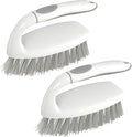 SetSail Heavy Duty Scrub Brush, Stiff Bristles Cleaning Brush with Non Slip Handle Shower Scrubber for Bathroom Kitchen Bathtub Tile Sink, 2 Pack(Grey White)