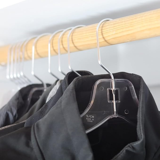 DEILSY™ Clear Plastic Hangers 100 Pack - Durable Clothes Hanger for Wardrobe Organization, Essential Plastic Hanger for Garments, Versatile Coat Hangers for Home and Retail Use