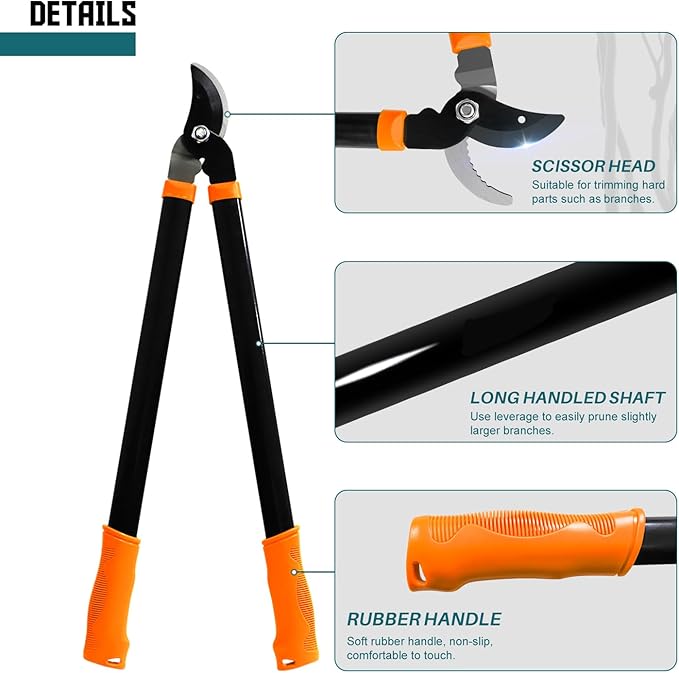 TANG Sunshades Loppers Garden Tool, 3PCS Combo Gardening Tools Set with Lopper, Hedge Shears, Pruner Shears; Tree Trimmer Branch Cutter for Yard Lawn Garden, Hedge Clippers Gifts