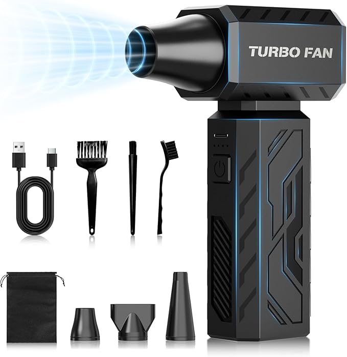 Compressed Air Duster, 390000RPM Powerful Electric Air Duster, 100-Gear Stepless Adjustable Cordless Air Blower with Brushless Motor, Upgraded Mini Blower for Keyboard Computer Car Home Cleaning