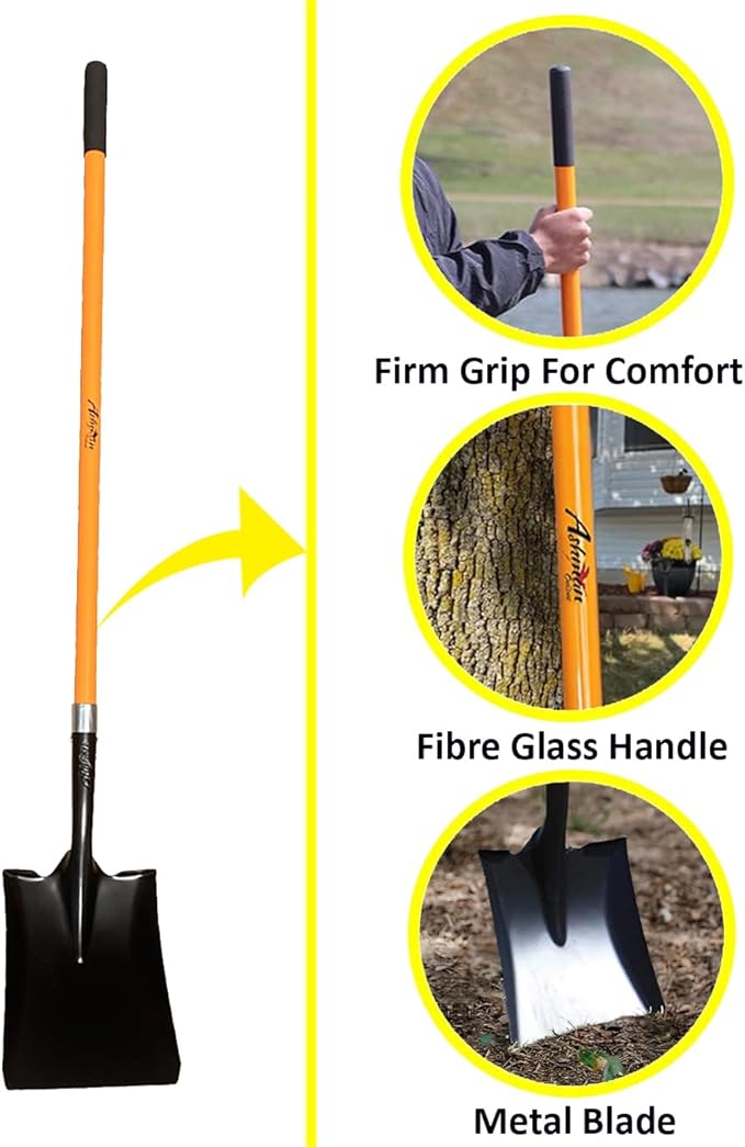 Ashman Heavy-Duty Transfer Shovel (2 Pack) with 47-Inch long Durable Handle and Blade- Ideal for Construction, Landscaping, Gardening, and Snow Removal- Durable, Rust-Resistant, and Multipurpose Scoop