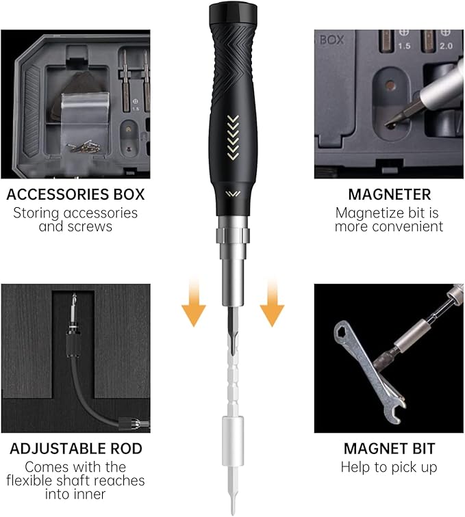 JAKEMY Professional Screwdriver Set for Electronics Repair, Computer Screwdriver Kit with 126 Magnetic Precision Bit Set and Opening Tool Kit for Laptop, MacBook, iPhone, Tablet, Watch, Modding, DIY
