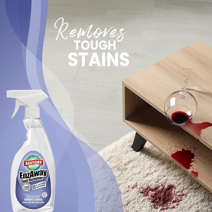 Restore Naturals Enzaway Carpet Spot Cleaner - 22oz - Pet Stain Remover Spray for Carpet - Gentle, Non-Toxic Stain Remover | Cruelty-Free | Made in USA - 2 Pack