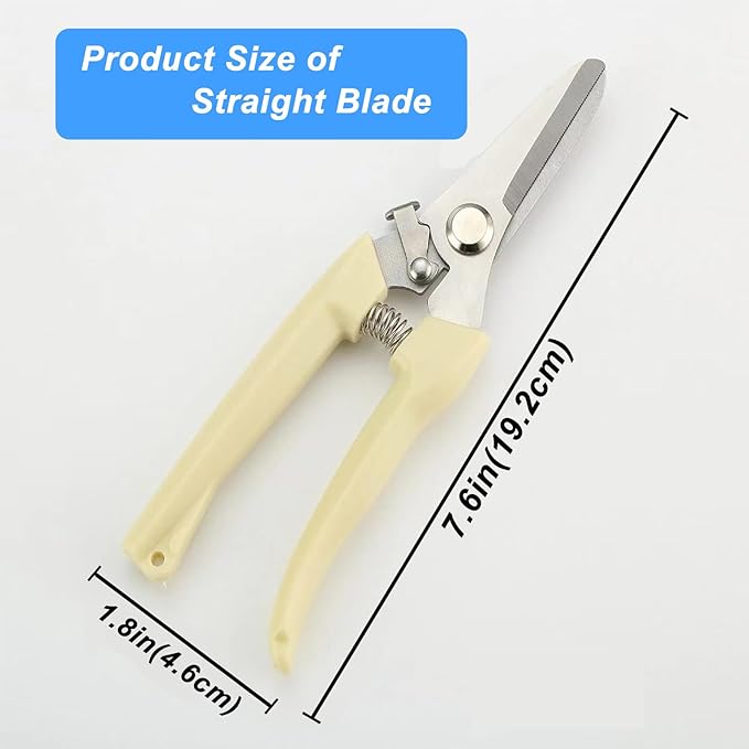 2Pcs Professional Pruning Shears (Include 1 Bypass Pruning Shears and 1 Straight Blade Garden Scissors) Premium Garden Shears for Trimming Flowers, Shaping Plants, Bonsai,hydroponics,herbs