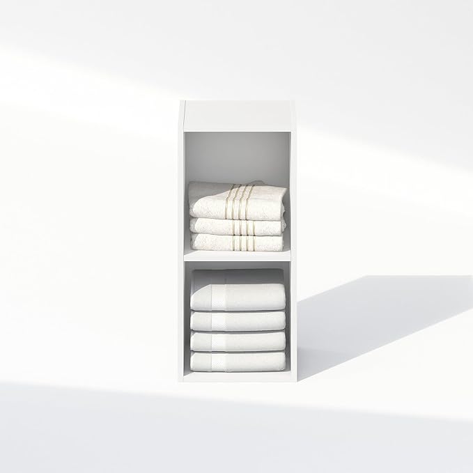Furinno Reed 2-Tier Closet Organizers and Storage, Closet Organizer, Open Shelf Closet Storage, for Wardrobe, Bedroom, Living Room, 10-Inch Width, White