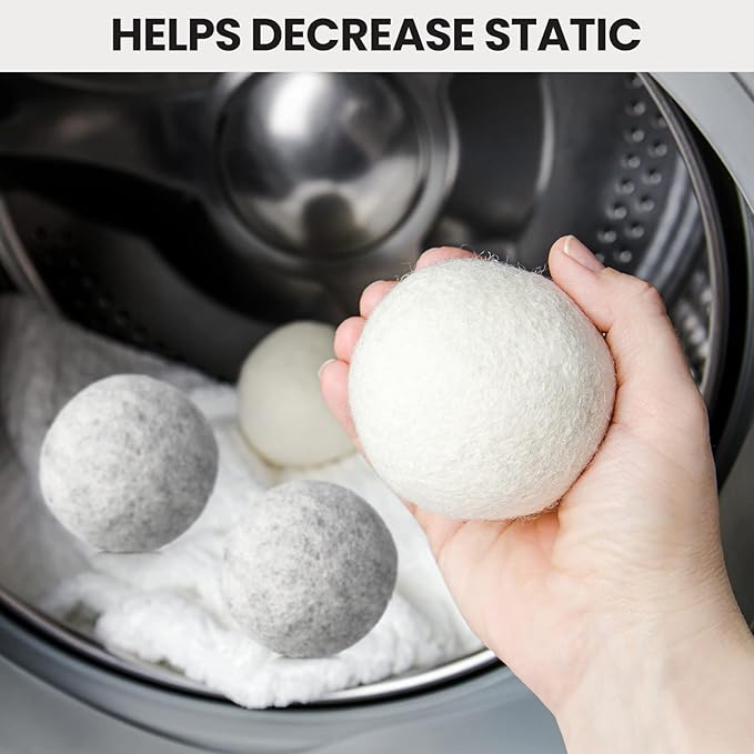 42 Pieces Wool Dryer Balls Set 40 Reusable Wool Balls with 2 Muslin Bags Laundry Balls Fabric Softener Ball Anti Wrinkle Anti Static Saving Energy and Time