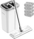 Mop and Bucket with Wringer Set, Hands Free Flat Floor Mop and Bucket, 8 Washable Microfiber Pads Included, Wet and Dry Use, Home Floor Cleaning System for All Floor Types and Windows
