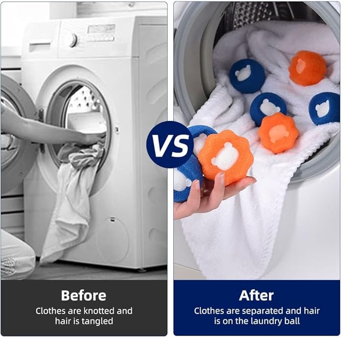 10 Pcs Pet Hair Remover for Laundry, Washing Machine Hair Catcher, Dryer Balls for Clothing Dog Cat Pet Fur Remover (Orange+Blue)