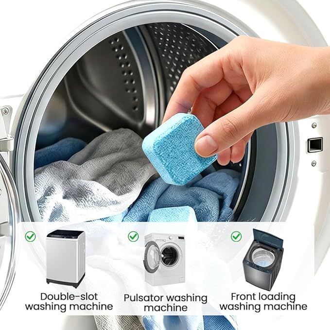 Washing Machine Cleaner Tablets – Removes Stubborn Pet Hair, Odors, Septic Safe, Fragrance Free for Front Load & Top Load Washers (24Pack)