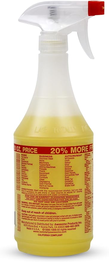 La's Totally Awesome All Purpose Cleaner Spray – 24oz (Pack of 1) Heavy Duty Multi-Surface Degreaser & Stain Remover – Ready-to-Use Cleaning Spray for Kitchen, Bathroom, Floors, Auto & More