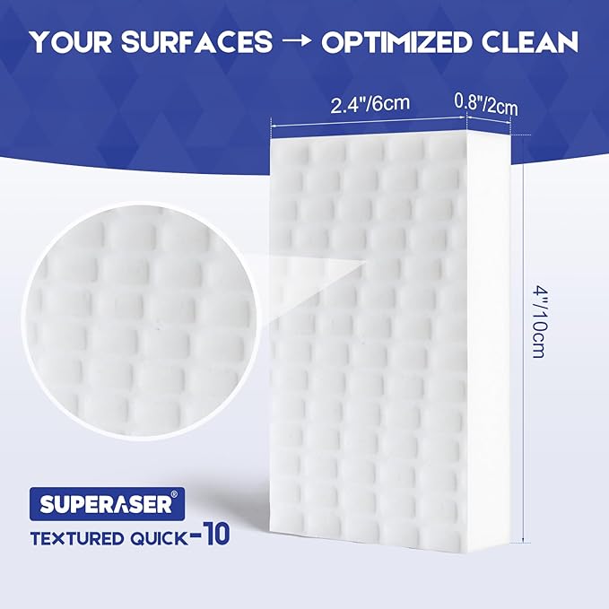 Magic Sponge Eraser,Tex-10 Scrub Melamine Sponges, Heavy Duty No Scratches (HD-Line 10-Pack)