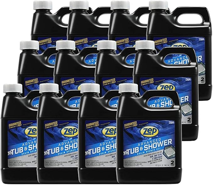 Zep Advanced Tub and Shower Drain Opener Gel - 32 oz (Case of 12) U49210 - Formulated For Hair, Soap and Conditioner