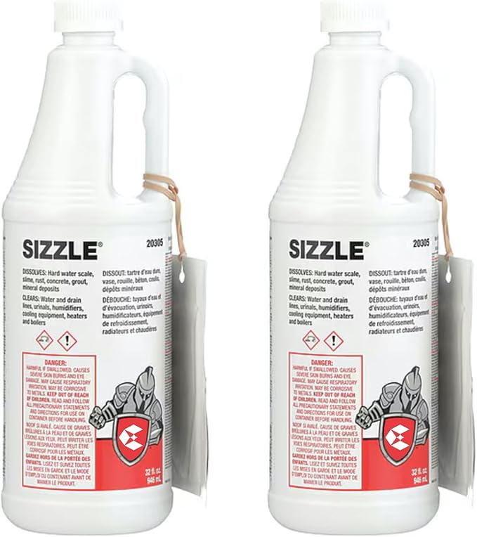 2 Pack Sizzle Drain and Waste System Cleaner, 1 qt Bottles - Ready to Use Liquid Drain Cleaner