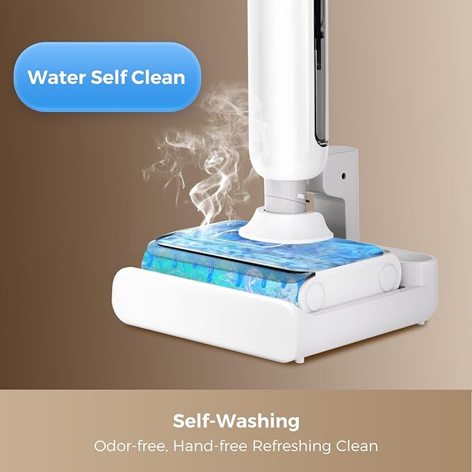 HABIUBIU Wet Dry Vacuum Cleaner, 180° Lay-Flat Cordless Vacuum Mop Combo with Edge Cleaning, All-in-One Floor Cleaner for Hard Floors, Self-Cleaning, 45mins Runtime, LED Display, Voice Prompts