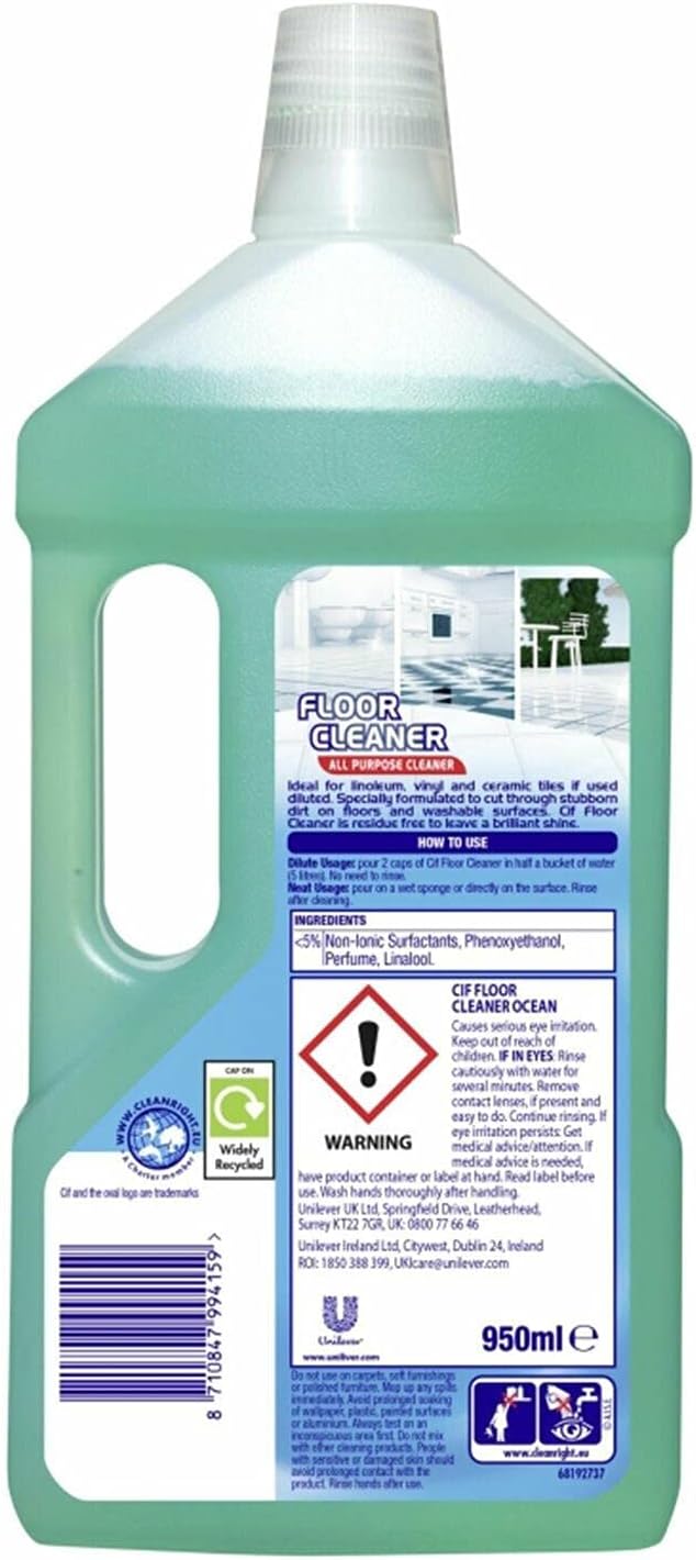 Cif Ocean Floor Cleaner against stubborn dirt for cleaning linoleum, vinyl and ceramic tiles 950 ml