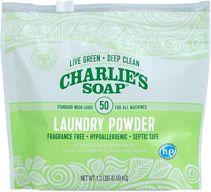 Charlie’s Soap Laundry Powder (50 Loads, 6 Pack) Hypoallergenic Deep Cleaning Washing Powder Detergent – Eco-Friendly, Safe, and Effective