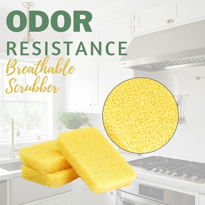 Peachy Clean Kitchen Dish Sponge & Scrubbers, Fresh Lemon Scent, Non-Scratch, Odor-Resistant, Durable Silicone Dish Sponges for Kitchen.