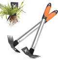 Weed Puller Tool 2 Pack, 2 in 1 Manual Weeding Rake and Garden Hoe, 17" Uprooting Weeder Remover Tool for Yard Lawn Patio and Garden, Portable Gardening Hand Tools for Veggies Flower Planting