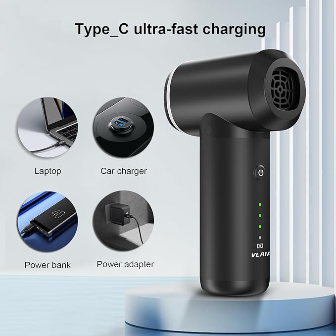 Compressed Air Duster,6000mAH 160000RPM Electric Air Duster,3-Speed Adjustable Mini Air Blower with Brushless Motor,2 in 1 Compressed Air Can for Keyboard PC Car Home