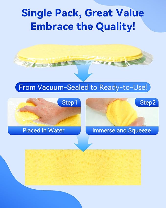 Temede Car Wash Sponge, Car Cleaning Large Sponges, All Purpose Sponges for Cleaning, Easy Grip Thick Foam Scrubber, Giant Bone Sponge for Kitchen, Bathroom, Household Clean