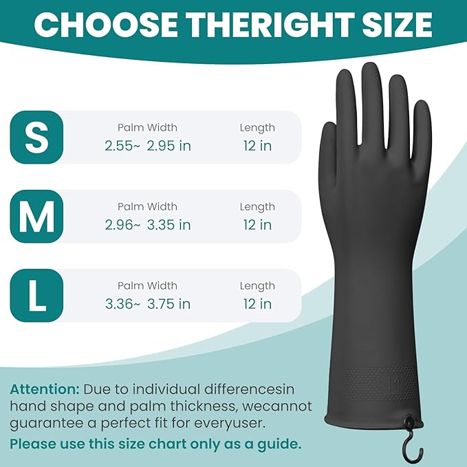 4 Pairs Rubber Dishwashing Gloves with Hanging Hooks - Reusable Cleaning Gloves for Kitchen & Household, Non-Slip, Durable and Flexible (Small, 4 Colors)