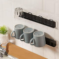 BAIEUEJO 2pcs Mug Hooks Wall-Mounted Mug Holder, Coffee Cups Holder Hanger no Drilling,Mug Rack Hooks with 4 Cup Holders,RV Must Haves Cups Storage Hooks for Kitchen,Living Room,Office (Black)