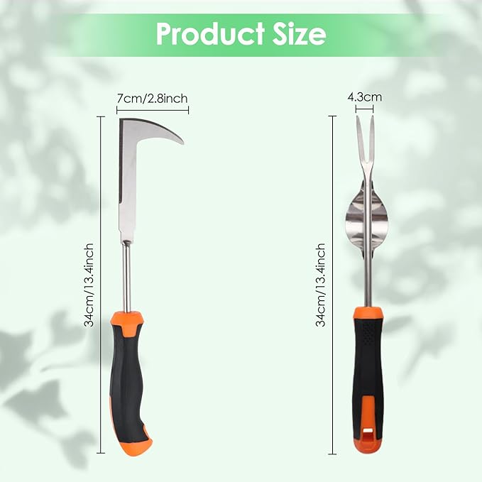 Weed Puller Tool, Set of 3, Rubber Handle Weed Remover Tool, Manual Weeder,L-Shaped Weeding Tool, Thickened Stainless Steel Crack Weeder,Planting and Weeding for Garden, Patio
