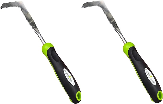 Garden Guru Patio Crack Weeder Tool with Ergonomic Handle – Stainless Steel Weed Puller for Patio Sidewalk Driveway Cracks | Rust Resistant (2 Pack)