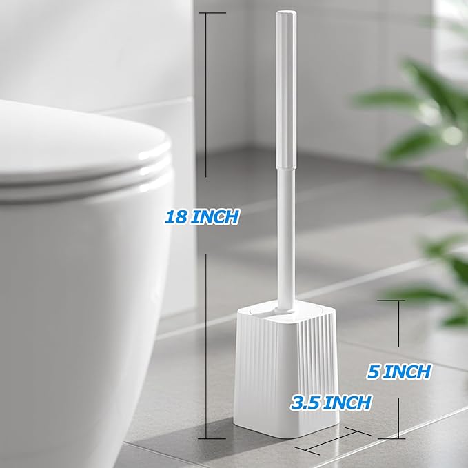 3Pack Toilet Bowl Brush and Holder Set - Toilet Scrubber Brush,Cleaning Brush,Bathroom Decor,Household Essentials,Cleaning Supplies,Home Essentials,White