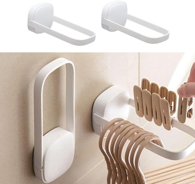 2 Pack Hanger Organizer Stacker Adhesive Foldable Clothes Hanger Holder Mini U Shaped Storage Stand Rack for Electric Dryer Closet Laundry Room Bathroom Washing Machine Organization