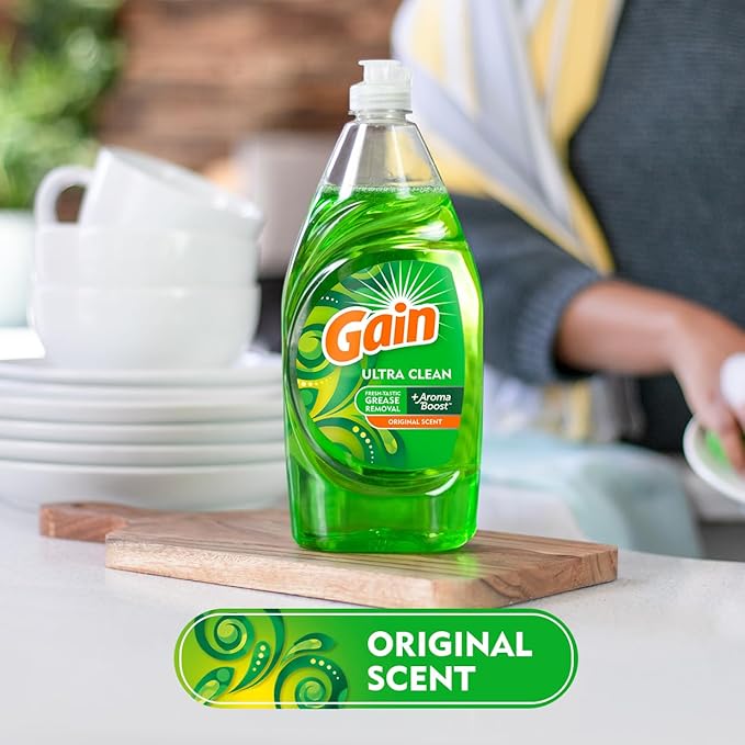 Gain Ultra Dishwashing Liquid Dish Soap, Original Scent, 38 fl oz (Pack of 3)