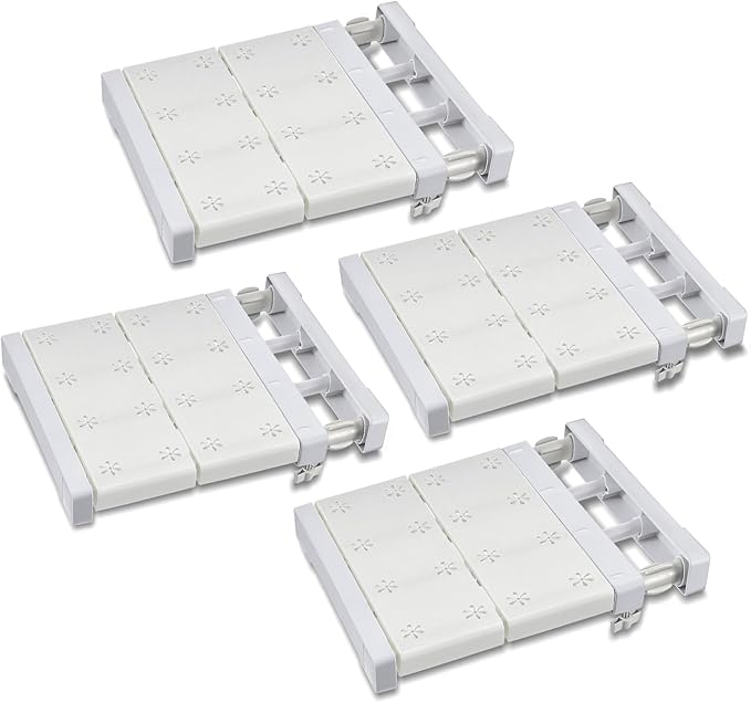Gerrii 4 Pcs Closet Tension Shelf Rod Expandable Shelf Locker Organizer Adjustable Storage Rack Scalable Layered Divider Separator for Cabinet Wardrobe Kitchen Bathroom (10.83''-17.91'')