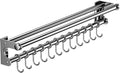 Hanging Wall Mount knife Wall Mount, Space-Saving Knife Rack with Hooks, Kitchen Organizer Storage Shelf for Utensils Spatula Spoon, Kitchen Utensil Hanger (Silver, 50CM+10Hooks)
