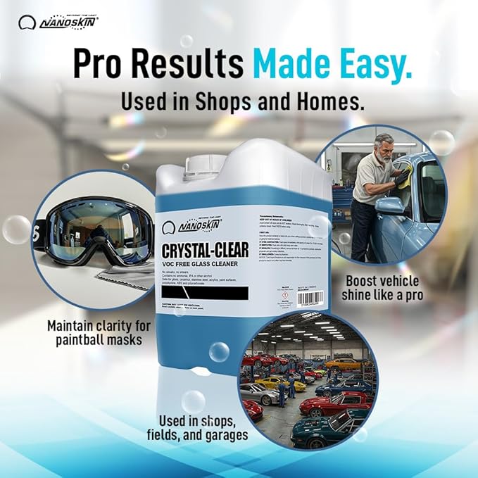 Nanoskin CRYSTAL-CLEAR VOC-Free Glass Cleaner, 32 Oz. Pack (2x16 Oz) - Advanced Eco-Safe, Streak-Free Shine, Multi-Surface Cleaning Solution | For Auto, Home, Office, & Commercial Use | 40:1 Dilution