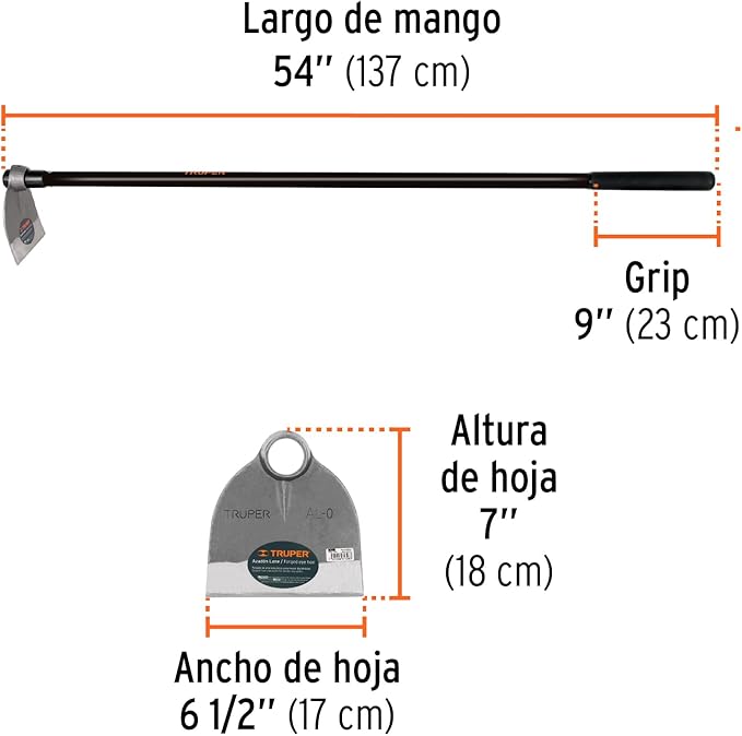 Truper AL-0M Round Eye Hoes w/ 54" Handle 1.5Lb (0.68Kg)