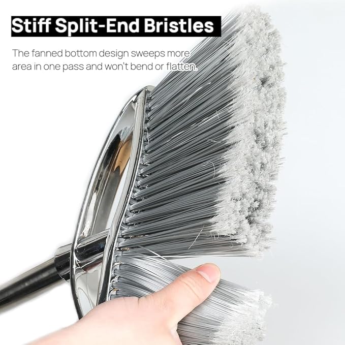 Outdoor Stiff Bristles Angle Broom Heavy Duty Sweeping Patio Broom with Long Handle for Garage Garden Commercial and Industrial