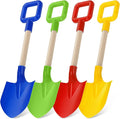 Honoson 24 Pack 16 Long Beach Spades Sand Shovels Toys Gardening Tools Sets Sandbox Sturdy Scoop Durable Wood Handle ABS Plastic Spade for Garden Sand Snow Backyard Summer Favors (Bright Color)