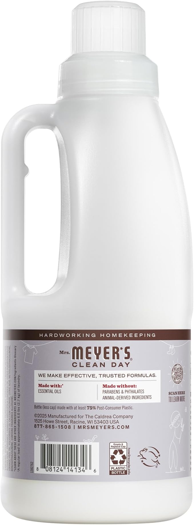 MRS. MEYER'S CLEAN DAY Liquid Fabric Softener, Infused with Essential Oils, Paraben Free, Lavender, 32 oz (32 Loads)