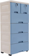 6 Drawer Storage Drawer, Clothes Organizer Tower Cabinet, Plastic Drawers Dresser Storage Cabinet with 4 Wheels for Home Office Bedroom, Blue