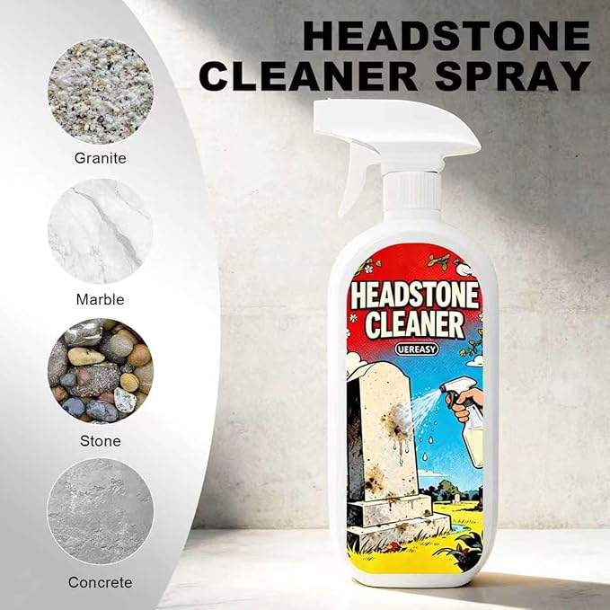 Headstone Cleaner for Graves, Tombstones & Headstones, 17 oz, Tombstone cleaner for Restore & Guard Granite, Stone,Tile, Concrete, Limestone, Slate, Marble，Flooring