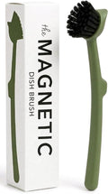 Earth & Mango Magnetic Dish Brush & Scraper, Snaps to Sink, Non-Scratch, Dishwasher Safe, Dish Scrubber – Moss Green