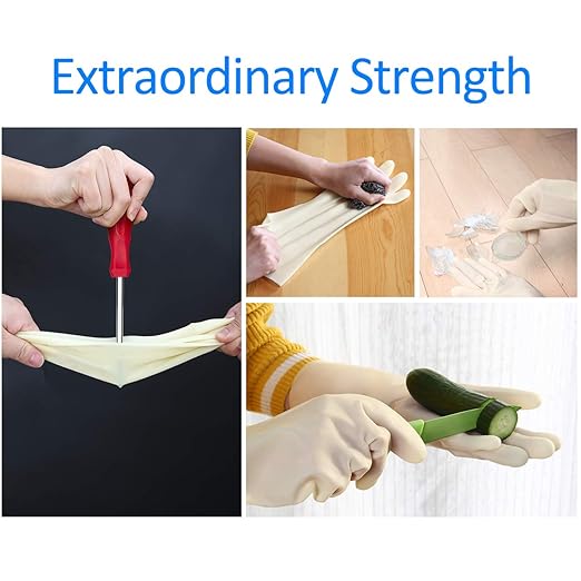 BOOMJOY Nitrile Cleaning Gloves, Heavy Duty Dishwashing Gloves, Reusable Medium Gloves for Kitchen, Bathroom, Gardening, Working, Pet Care - White, 3 Pairs, Size M